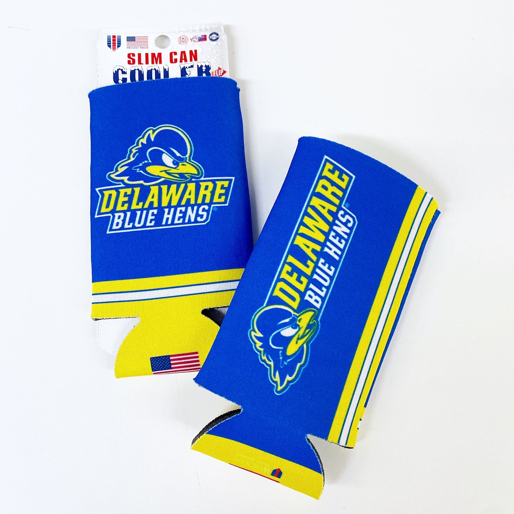 University of Delaware Logo Striped Can Koozie